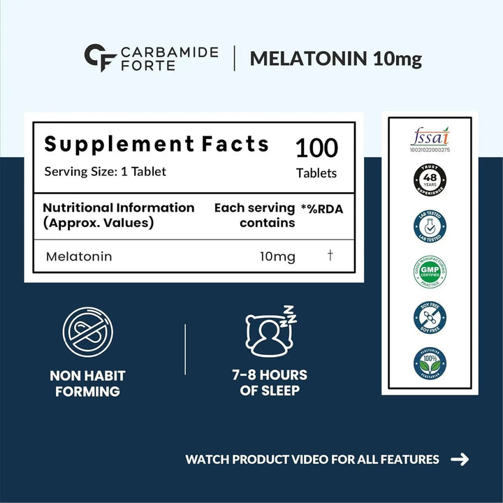 Carbamide Forte Melatonin 10 mg Pills | 100 Veg Tablets Product vendor