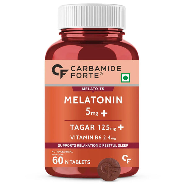 Carbamide Forte Melatonin 5mg Sleep Tablets with 125mg Tagar & Vitamin B6 | 60 Veg Tablets Product vendor