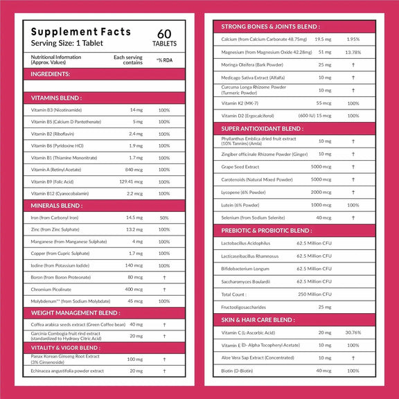 Carbamide Forte Multivitamin Tablets for Women with 43 Ingredients -60 ...