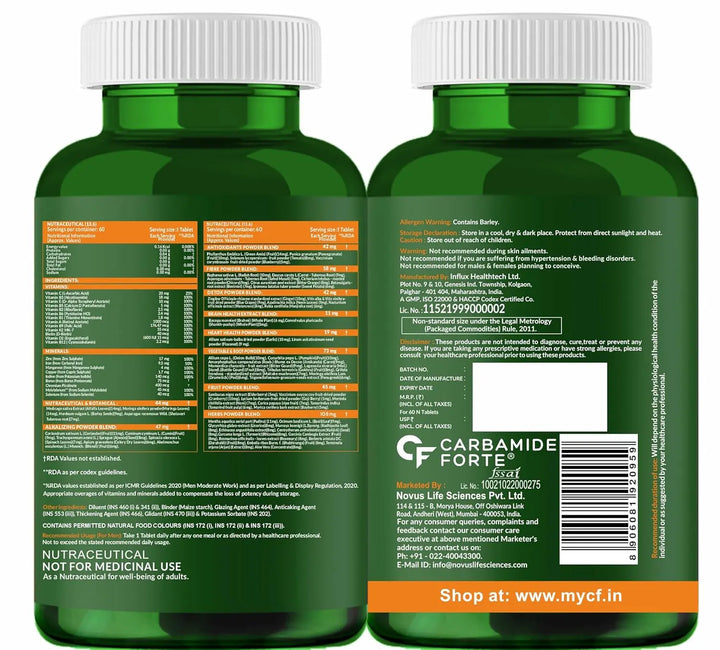 Carbamide Forte Plant Based Multivitamin for Men & Women  | 60 Veg Tablets Product vendor