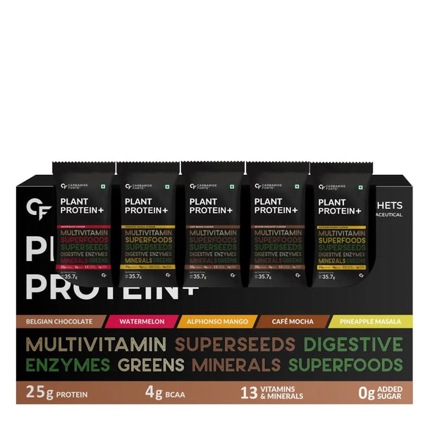 Carbamide Forte Plant Protein Powder |  5 Flavors Plant Protein Powder For Men - Pack Of 20 Product vendor