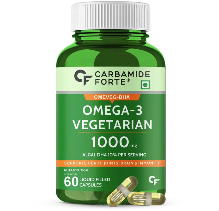 Carbamide Forte Veg Omega3 1000mg | Veg DHA | Vegetarian Omega 3 | Algal DHA | Plant Based | No Fish oil Used Tablets for Men & Women | 60 Veg Tablets Product vendor