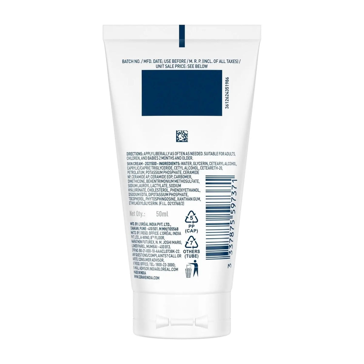 CeraVe Moisturizers, Moisturizing Cream For Dry To Very Dry Skin (50ml) Product vendor