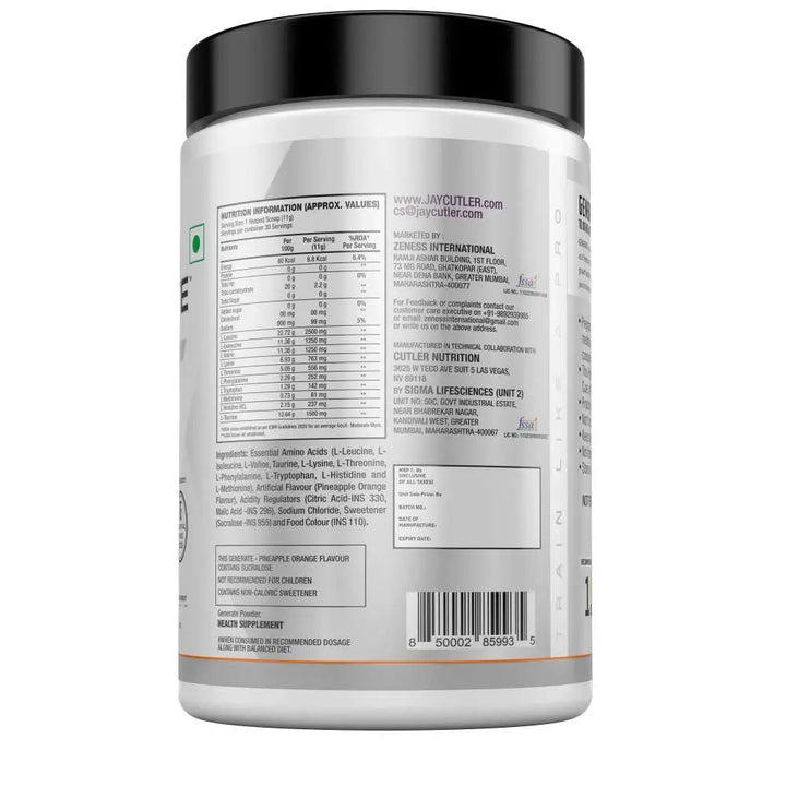 Cutler Nutrition Generate EAA and BCAA Powder Product vendor