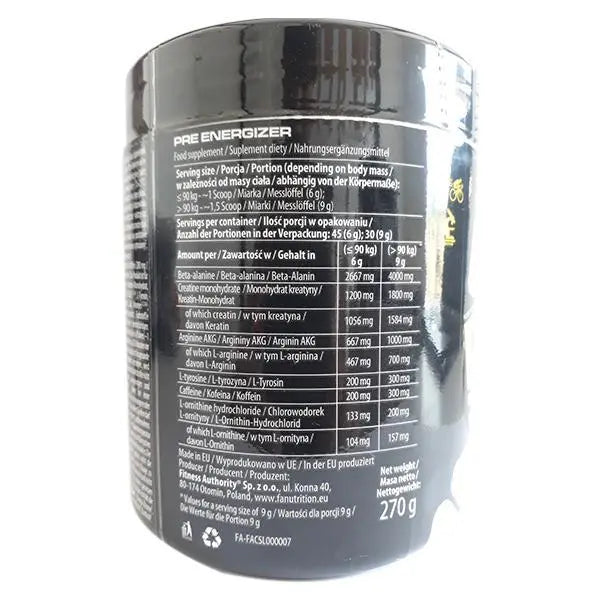 FA PRE ENERGIZER PRE WORKOUT 45 SERVINGS 216GM - Halt