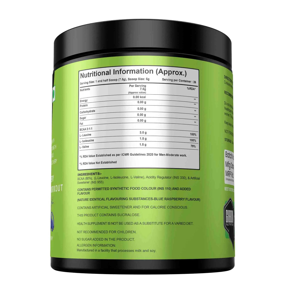 Gibbon Nutrition Daily BCAA 2:1:1 Product vendor