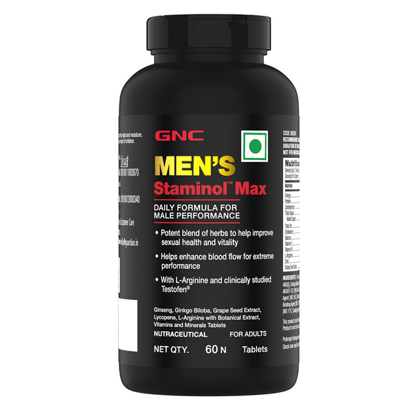 GNC Men's Staminol Max - Testosterone Booster for Long Lasting Performance  60 Tablets