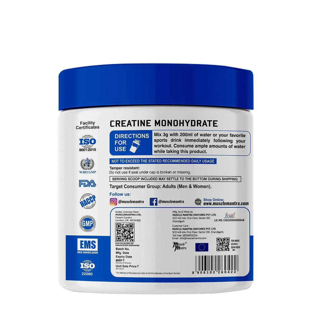 Muscle Mantra Creatine Monohydrate Product vendor