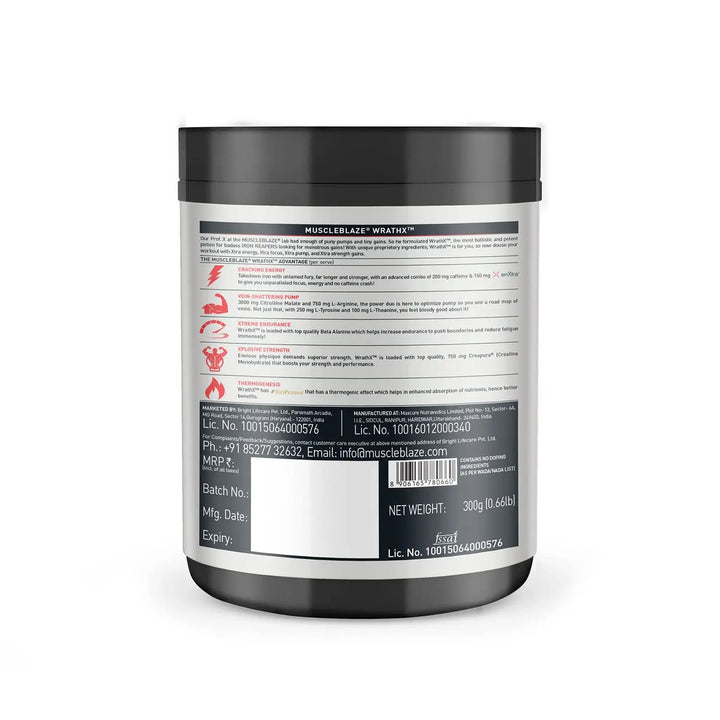 MuscleBlaze Pre Workout WrathX Product vendor