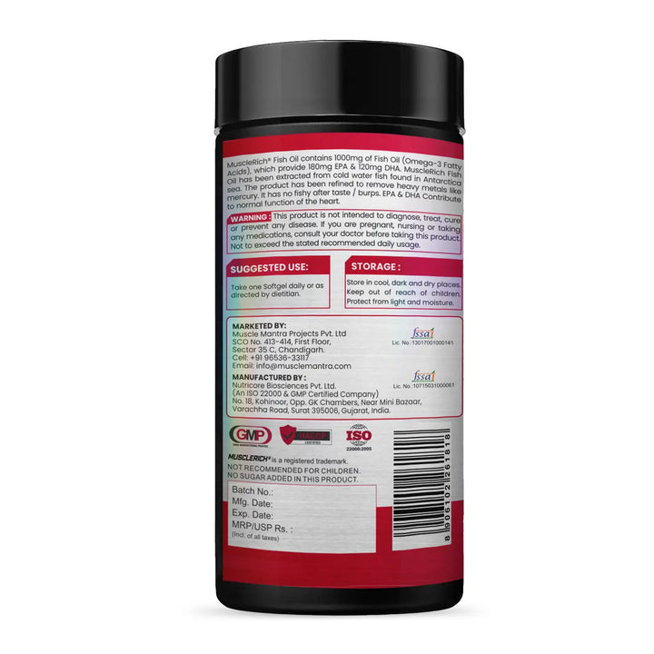 MuscleRich Omega-3 Fish Oil (1000mg Omega 3 including EPA & DHA) 60 Softgel Product vendor