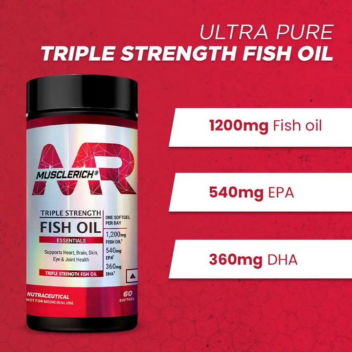 MuscleRich Triple Strength Fish Oil (Supports Heart, Brain, Skin, Eye & Joint Health) 60 Softgel Product vendor
