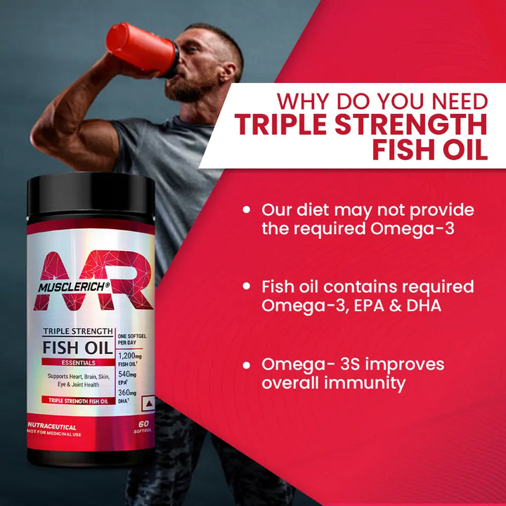 MuscleRich Triple Strength Fish Oil (Supports Heart, Brain, Skin, Eye & Joint Health) 60 Softgel Product vendor