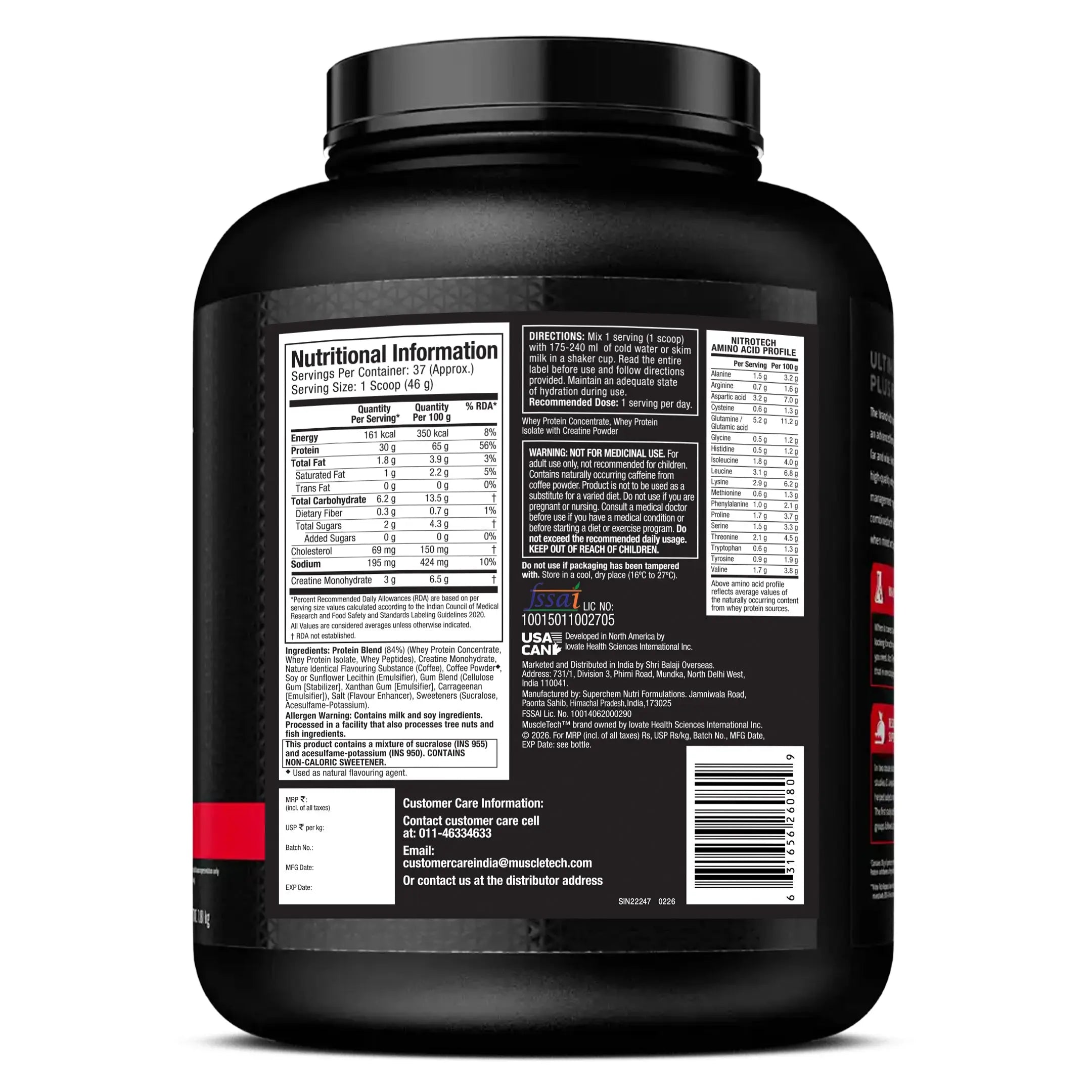 MuscleTech NitroTech Whey Protein - Body Building India
