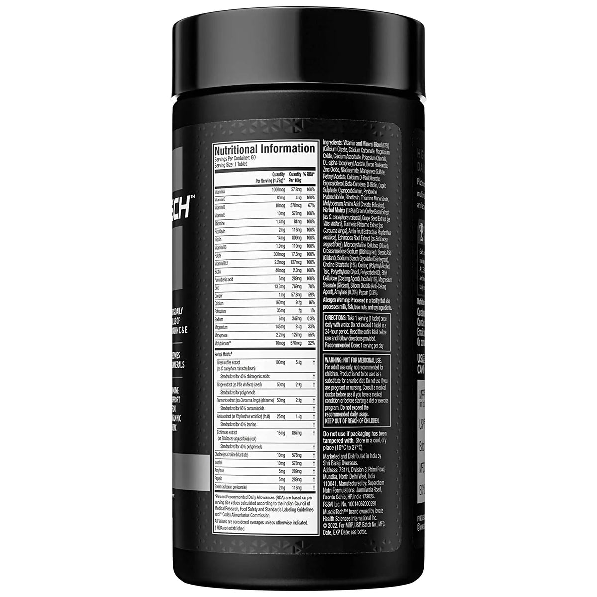 Muscletech Platinum MultiVitamin 60 Tablets Muscletech