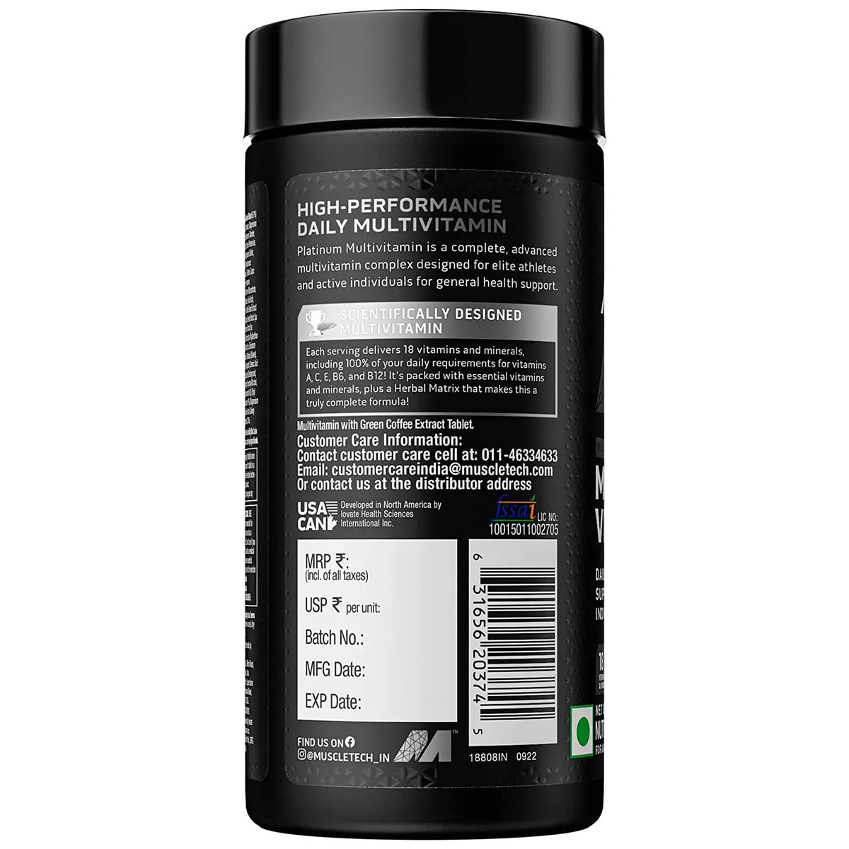 Muscletech Platinum MultiVitamin 60 Tablets Muscletech