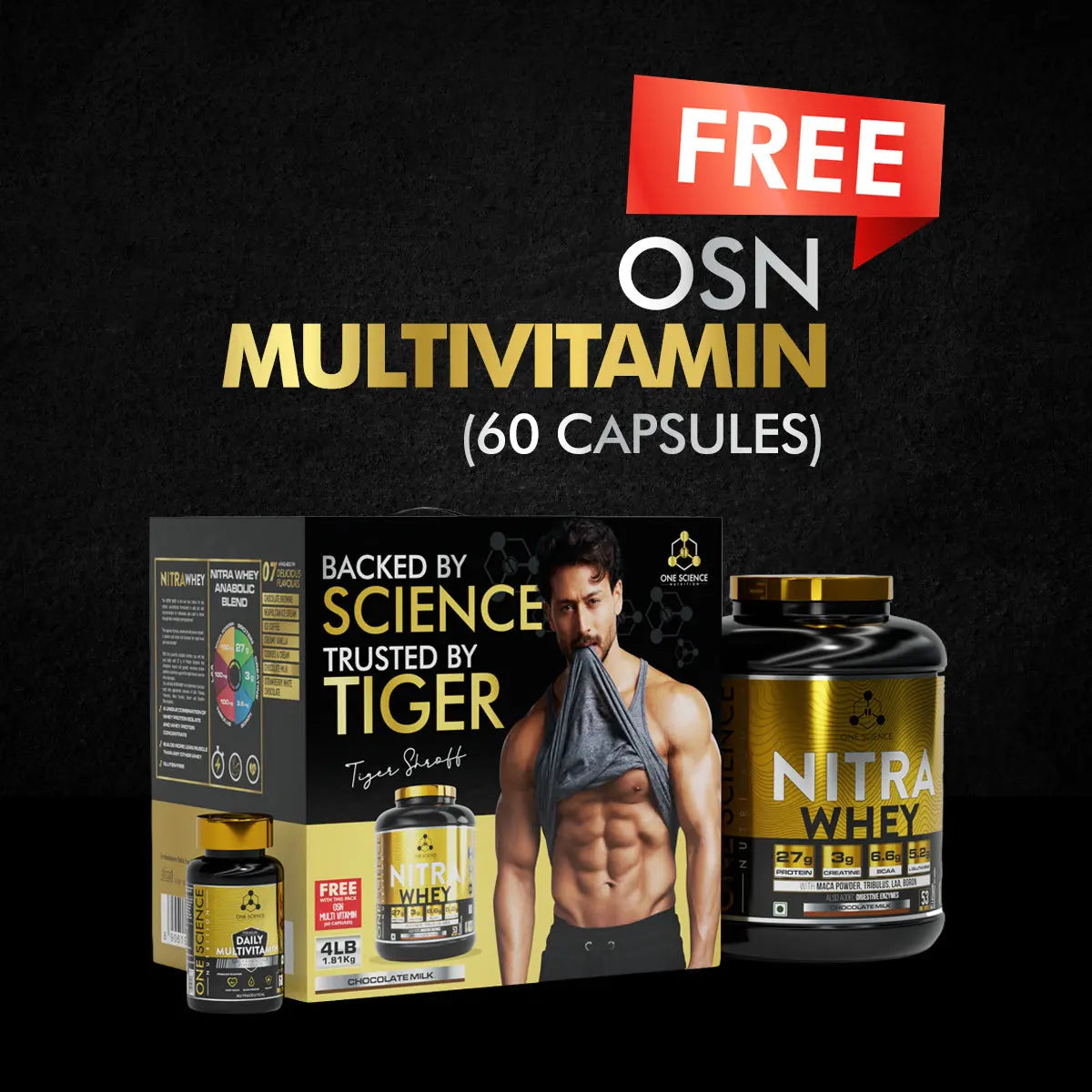 Tiger Combo Pack Nitra Whey Protein 4 LB with Daily Multivitamin 60 Capsules Product vendor