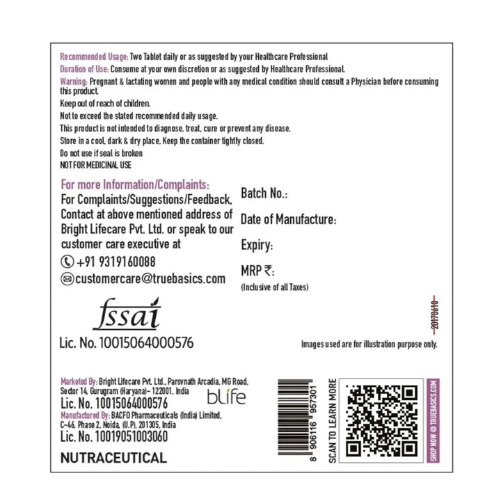 TrueBasics Advanced Biotin with Anagain, 60 tablet(s) Product vendor
