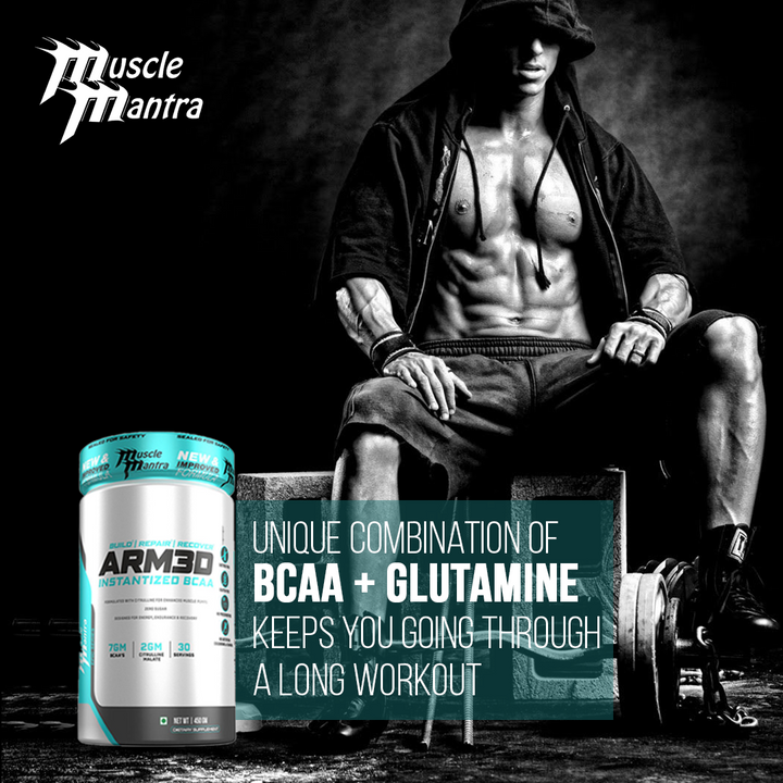MUSCLE MANTRA ARM3D - INSTANTIZED BCAA WITH GLUTAMINE AND TAURINE 450GM - Halt
