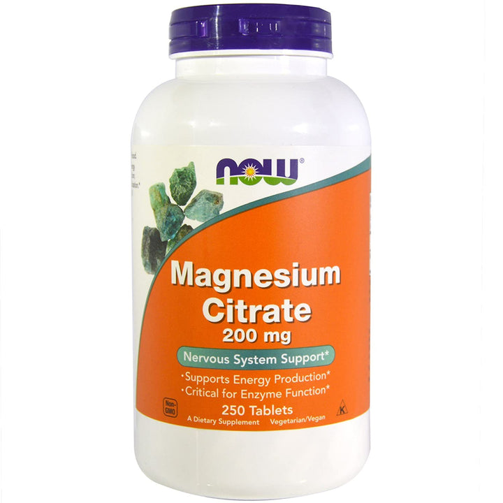 Now Magnesium Citrate 200mg, 250 Tablets - Halt