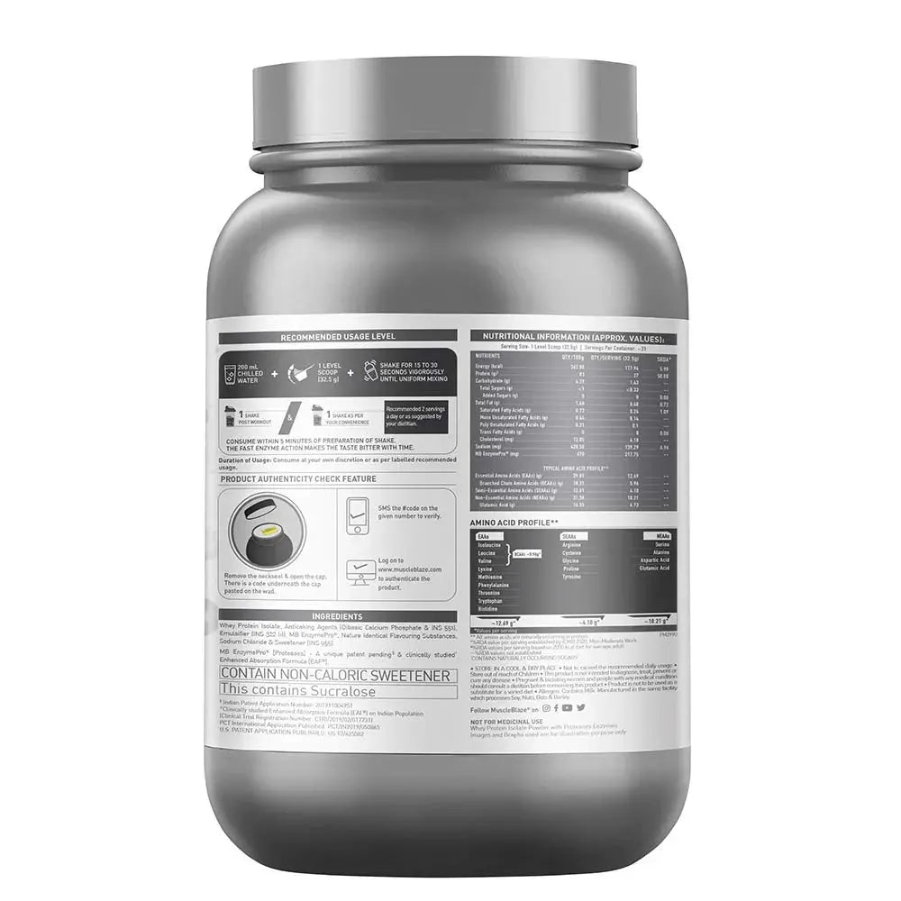 MuscleBlaze Biozyme Iso-Zero, Low/Zero Carb Product vendor