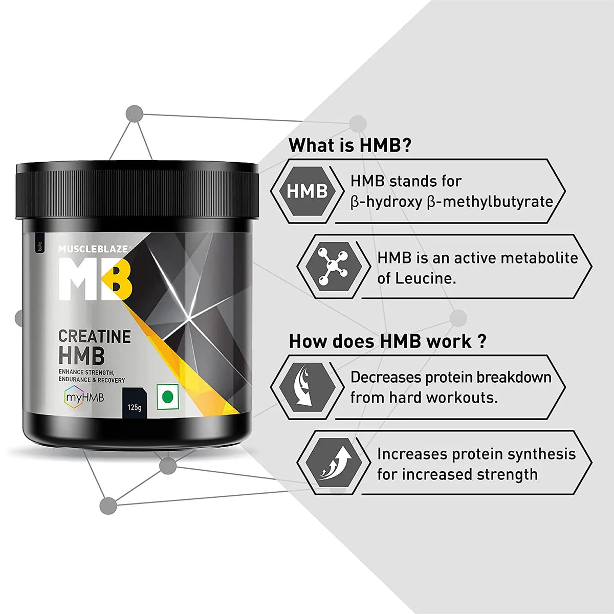 MuscleBlaze Creatine HMB Powder 125 gm (26 Servings) Product vendor
