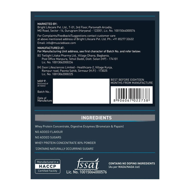 MuscleBlaze Raw Whey Protein 80% Product vendor