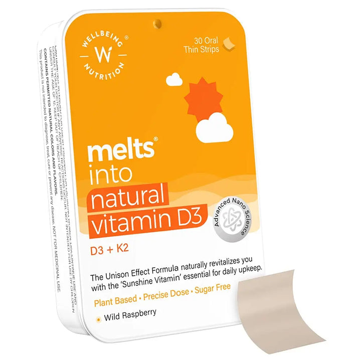 Wellbeing Nutrition Melts Natural Vitamin D3+K2 (30 Oral Strips) Product vendor